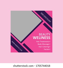 Beauty discount offer social banner design template vector