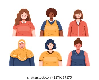 Beauty and diversity of women from different ethnicities and skin tones. From African American to Asian. Each portrait highlights the unique beauty and characteristics,   representation of diversity.