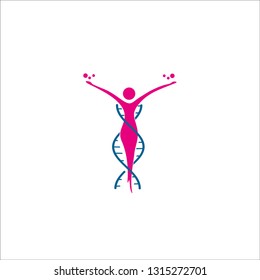 beauty dna logo, logo women helix - Vector 