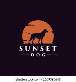 Beauty Dog Silhouette Sunset logo design inspiration