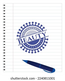 Beauty draw (pen strokes). Blue ink. Vector Illustration. Detailed. 