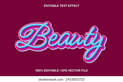 Beauty editable font. typography template text effect. lettering vector illustration logo