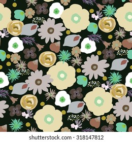 Beauty and elegance seamless pattern of modern design bright flowers for textile, paper, wrap, scrapbook, background, invitation, wedding or greeting cards Vector illustration eps 10