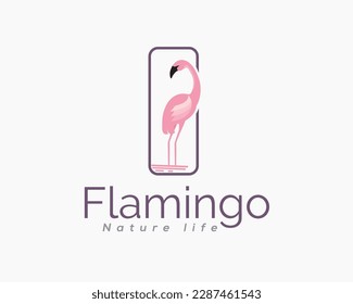 beauty elegance standing flamingo logo template illustration inspiration