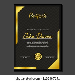 Beauty elegant certificate template with brand award premium quality emblem gold  medal