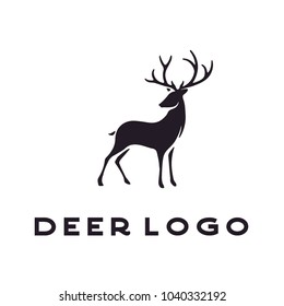 Beauty Elegant Deer buck stag hart elk reindeer silhouette logo design vector