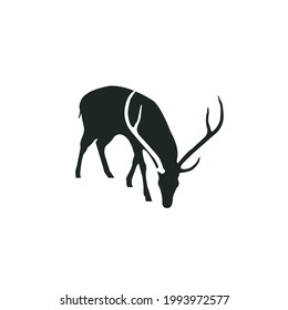 Beauty elegant deer buck stag antler silhouette logo design