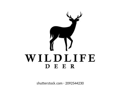 
Beauty elegant deer buck stag antler silhouette logo design