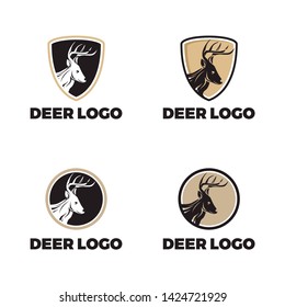 Beauty elegant deer logo design set