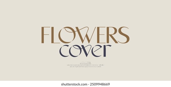 Logo elegante del alfabeto de la fuente de la belleza. Tipografía hermosa moda de lujo letras clásicas serif italic Fuentes decorativas de la boda vintage logotipos de flores. Ilustración vectorial