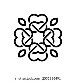 Beauty Elegant Mandala Ornament Pattern Line Art Heart Love Logo Design.