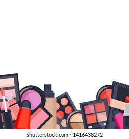 Beauty elements for courses, salon, makeup artists, cosmetic products, professional make up. Concept for business, landing page, banner, poster, voucher, booklet. Flat  vector on white background.