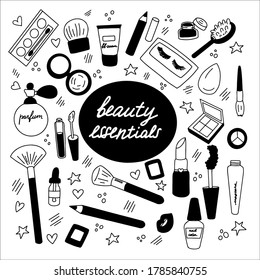 Beauty essential concept. Makeup and skincare things.