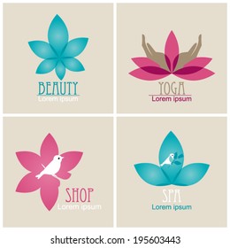 Beauty for everyone.Set  icons for spa, beauty salon, cosmetician, shop, yoga class, hotel and resort