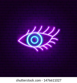 Beauty Eye Neon Sign. Vector Illustration of Cosmetics Promotion.