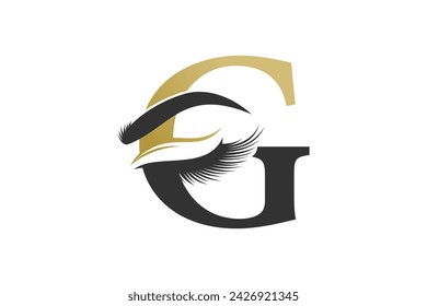 beauty eyelash element design with combination letter concept