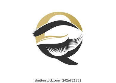 beauty eyelash element design with combination letter concept