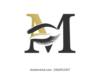 beauty eyelash element design with combination letter concept