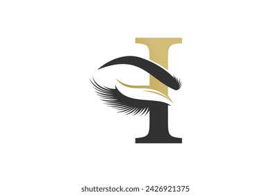 beauty eyelash element design with combination letter concept