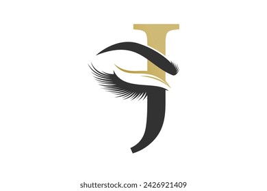 beauty eyelash element design with combination letter concept
