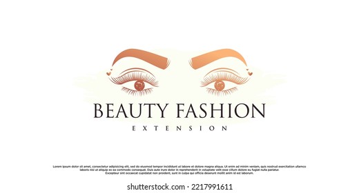 Beauty eyelash extension logo design with creative element Premium Vector