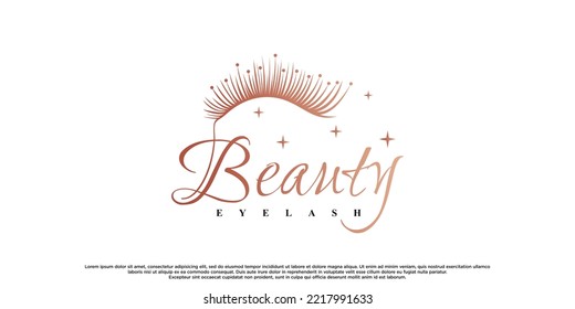 Beauty eyelash extension logo design with creative element Premium Vector