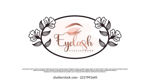 Beauty eyelash extension logo design with creative element Premium Vector