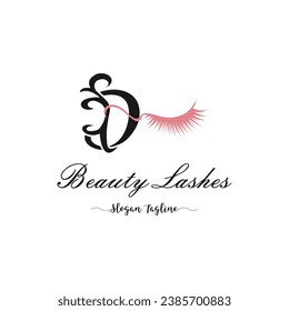 BEAUTY EYELASH EXTENTION LOGO WITH LETTER DESIGN