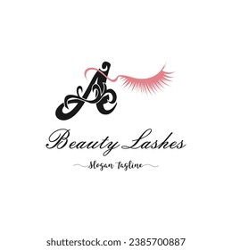 BEAUTY EYELASH EXTENTION LOGO WITH LETTER DESIGN