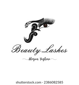 BEAUTY EYELASH EXTENTION LOGO WITH LETTER DESIGN