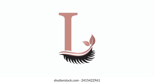 beauty eyelash logo desgin with letter l consept premium vektor