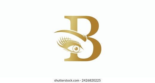 beauty eyelash logo design with letter b consept premium vektor