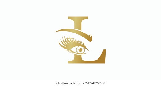 Beauty Wimpern Logo Design mit Buchstabe L CONSEPT Premium Vektor