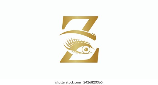 beauty eyelash logo design with letter z consept premium vektor