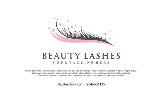 Beauty eyelash logo design for woman with creative element Premium Vector