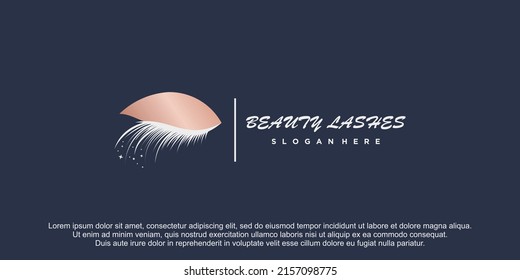Beauty eyelash logo design for woman with creative element Premium Vector