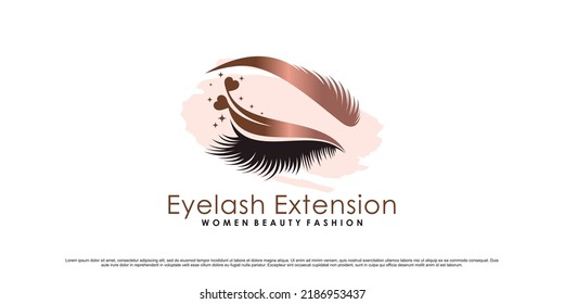 Beauty eyelashes extension logo design for woman beauty salon with creative element Premium Vector