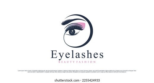 Beauty eyelashes extension logo design for makeup studio with unique concept and creative element