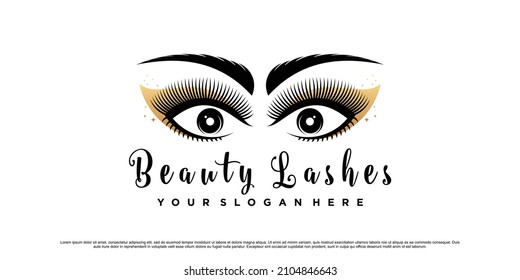 Beauty eyelashes logo design template with creative concept Premium Vector