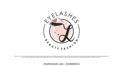 Beauty eyelashes logo design template with initial letter l and creative element concept