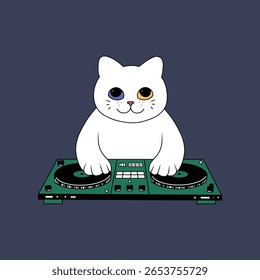 beleza face gato dj conjunto doodle cor vetor ilustração