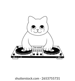 beleza face gato dj conjunto doodle lineart vetor ilustração