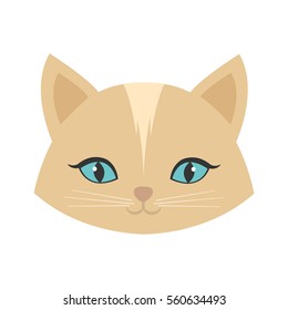 Beauty Face Cat Female Blue Eyes Vector Illustration Eps 10