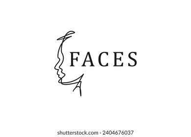 Beauty face clinic logo design skin care women line style shape illustration.