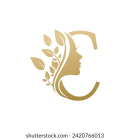 Beauty face design with letter C concept