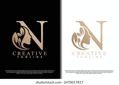 beauty face design with letter n concept design
