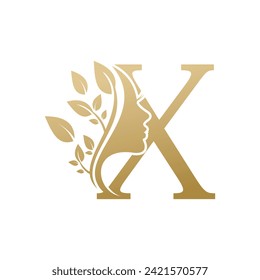 Beauty face design with letter X concept