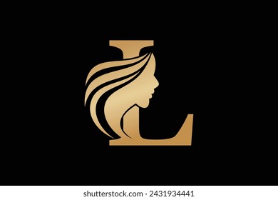 beauty face element design with combination letter l design