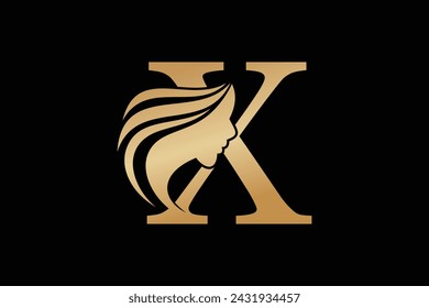 beauty face element design with combination letter x design