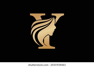 beauty face element design with combination letter y design